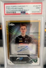 Autografo 2023 Topps Chrome F1 Theo Pourchaire Gold Wave /50 PSA 9