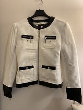 Giubbino Relish corto, manica lunga, ecopelle, taglia 16 anni, bianco bordi neri