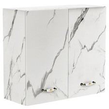 Pensile da Cucina Armadio Sospeso da Parete Doppia Anta Bianco Effetto Marmo