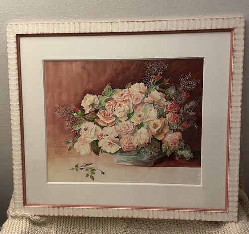 Antico quadro acquerello rosa