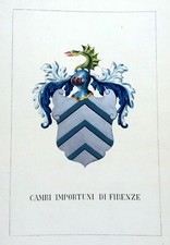 1901 ARALDICA STEMMA FAMIGLIA CAMBI IMPORTUNI FIRENZE