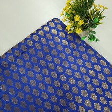 Tessuto broccato blu seta da