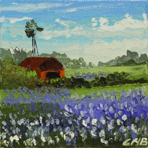 Bluebonnets dipinto olio