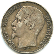 5 franchi argento Luigi Napoleone Bonaparte 1852 A n. 7570