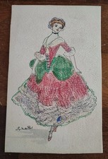 Disegno su cartoncino Donna moda"Bell' epoque" 1909