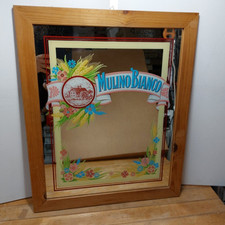 QUADRO INSEGNA A SPECCHIO PUBBLICITARIA MULINO BIANCO CON CORNICE LEGNO VINTAGE