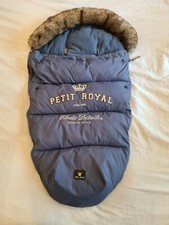 Elodie Details Sacco Poggiapiedi Universale per Passeggino Blu Petit Royal Collo Pelliccia