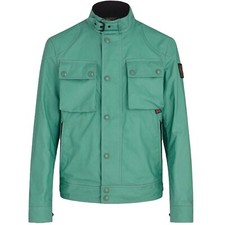 Giacca BELSTAFF RACEMASTER VERDE ACCIAIO bianco ricambi cotone cerato 58 ITA 48 UK