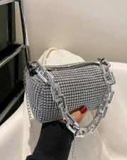 Borsa A Secchiello Mini Con Catena Decorata Da Strass E Mini Borchie, Elegante,