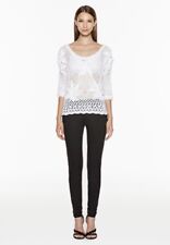 TWIN-SET Maglia in Cotone Bianca Cardigan Estivo Fiori Donna tg.M