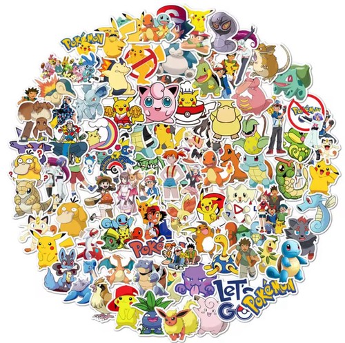 100 adesivi pokemon anime - adesivi,