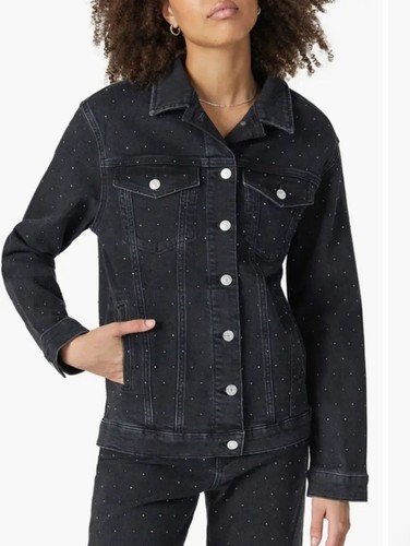 Giacca denim nera borchiata
