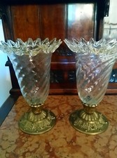 Porta Candela Vaso Ornamentale Vetro Murano? Base In Metallo