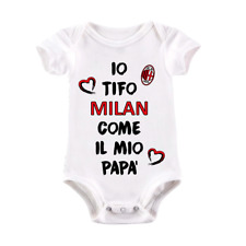Body divertente neonato a maniche corte  "IO TIFO MILAN COME IL MIO PAPà"