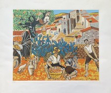 MIGNECO GIUSEPPE RACCOGLITORI D' ARANCE serigrafia s. d. cm. 67,5 x 56,5n