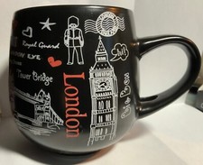 London Souvenir Coffee Mug Cup Tower Bridge Parliament Big Ben spoon holder slot
