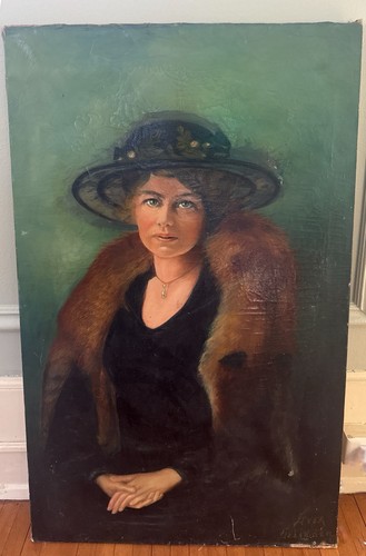 Antique large oil painting - large,