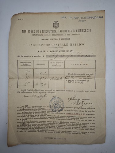 Certificato metrico 1914 - certificato,
