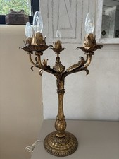 LAMPADA abatJour In FERRO BATTUTO verniciato ORO 5 Lampadine, Effetto CANDELABRO
