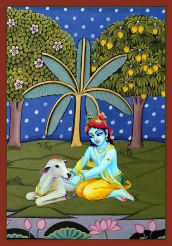 Quadro krishna dipinto mano - quadro,