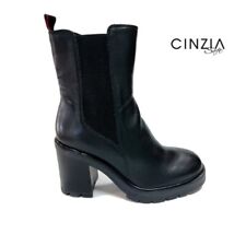 Cinzia Soft Stivaletto Donna Tronchetto Biker con Tacco Alto BL210 Nero Pelle