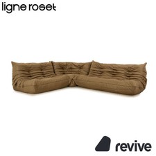 Ligne Roset Togo Cucina Vegana Tessuto Pelle Divano ad Angolo Verde Oliva Cachi