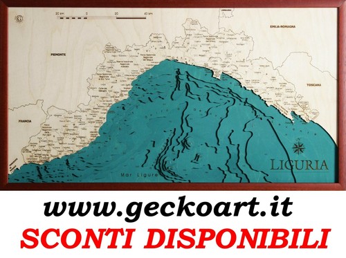 Liguria mappa cartina - liguria, 3d