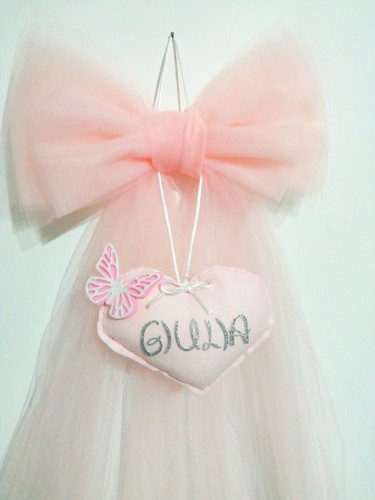 Fiocco nascita bimba cuore - fiocco,