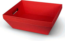 6 Pezzi Grandi Cesti Regalo Vuoti, 25CM X 20CM X 11CM Cestini Regali Rossi Cesto