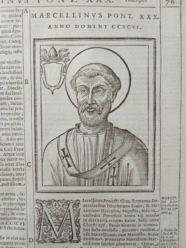 Stampa antica papa - papa, marcellino