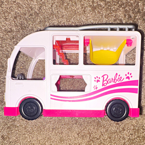 Barbie white pink camper - barbie, rv