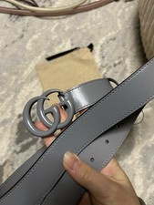 Nuova cintura uomo Gucci grigia fibbia GG Azalea Marmont pelle 414516 taglia 90