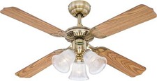 Ventilatore da Soffitto Lampada Ventola Princess Trio Ottone Antico 105 CM
