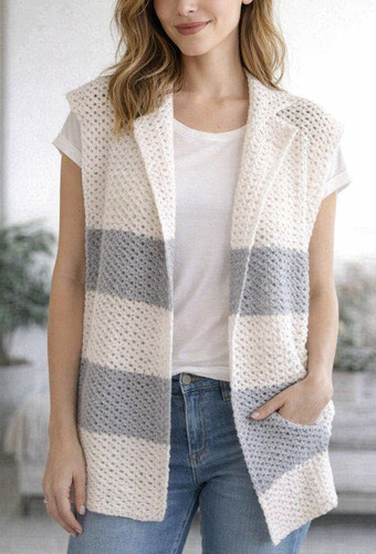 Gilet aperto colletto maglia - aperto,