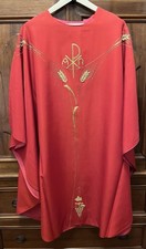 CASULA ROSSA IN SETA RICAMATA