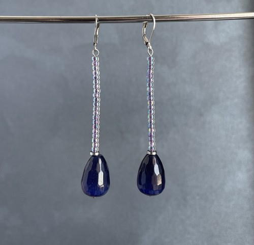 Orecchini lunghi blu - , con