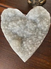 Large white amethyst heart - white, 7