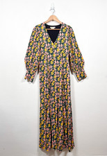 Abito Boden taglia 10 midi maxi blouson manica floreale con bottoni polsini foderati tasche