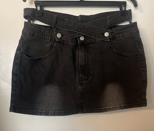 Minigonna denim nero con - minigonna,