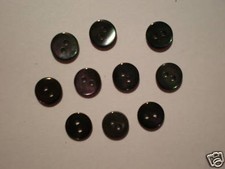 Bottoni IN Madreperla 7.5mm per Scarpe e Abito da Bambola Lotto Di 10 Nera
