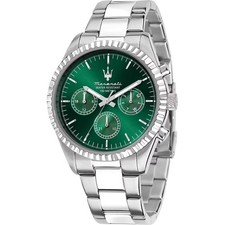 Orologio Maserati Competizione Multifunzione Verde R8853100044 Acciai 43mm Watch