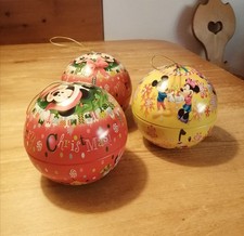 TRE SCATOLE DI LATTA - PALLE DI NATALE DISNEY DA COLLEZIONE