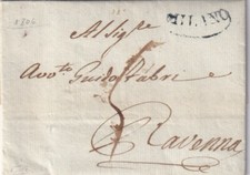 VG659-PERIODO NAPOLEONICO, PREF., MILANO PER RAVENNA, VOLLMEIER 6.2 AZZURRO,1806