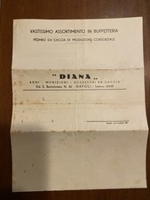 NAPOLI DEPLIANT LISTINO DIANA CACCIA ARMI MUNIZIONI POLVERE DA SPARO ANNI '30