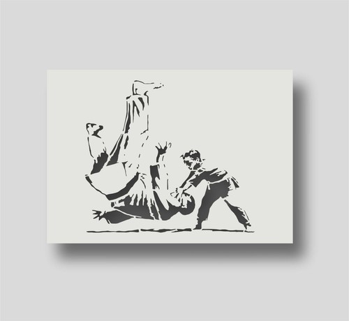 Banksy judo stencil arte da - banksy,