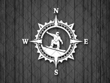 Adesivo decalcomania vinile bussola snowboard, decalcomania rosa bussola, adesivo laptop