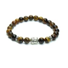 Bracciale Pietre Occhio Tigre con Buddha Pietra Uomo Donna Braccialetto Elastico