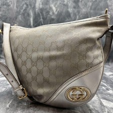 GUCCI 169998.491403 GG Borsa a tracolla Logo Argento Tela Pelle Oro Hardware
