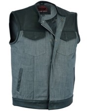 Gilet biker uomo denim con