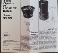 #A1352-LeicaR 1900,R Apo-telyt 180 mm foglio informativo, opuscolo, brochure
